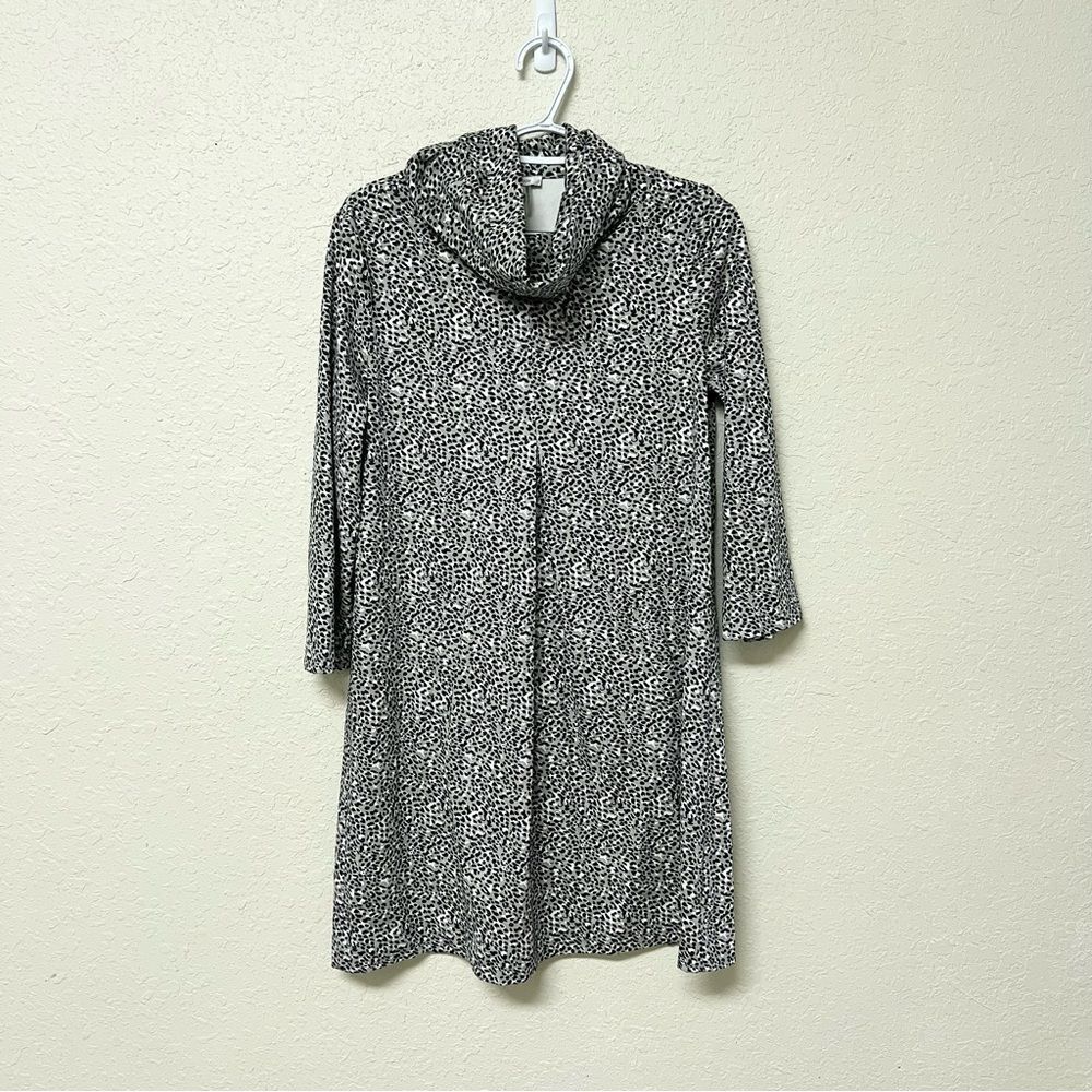 Tyler Boe Kim Greek Key Graphite Gray Cowl Neck Shift Dress Size S